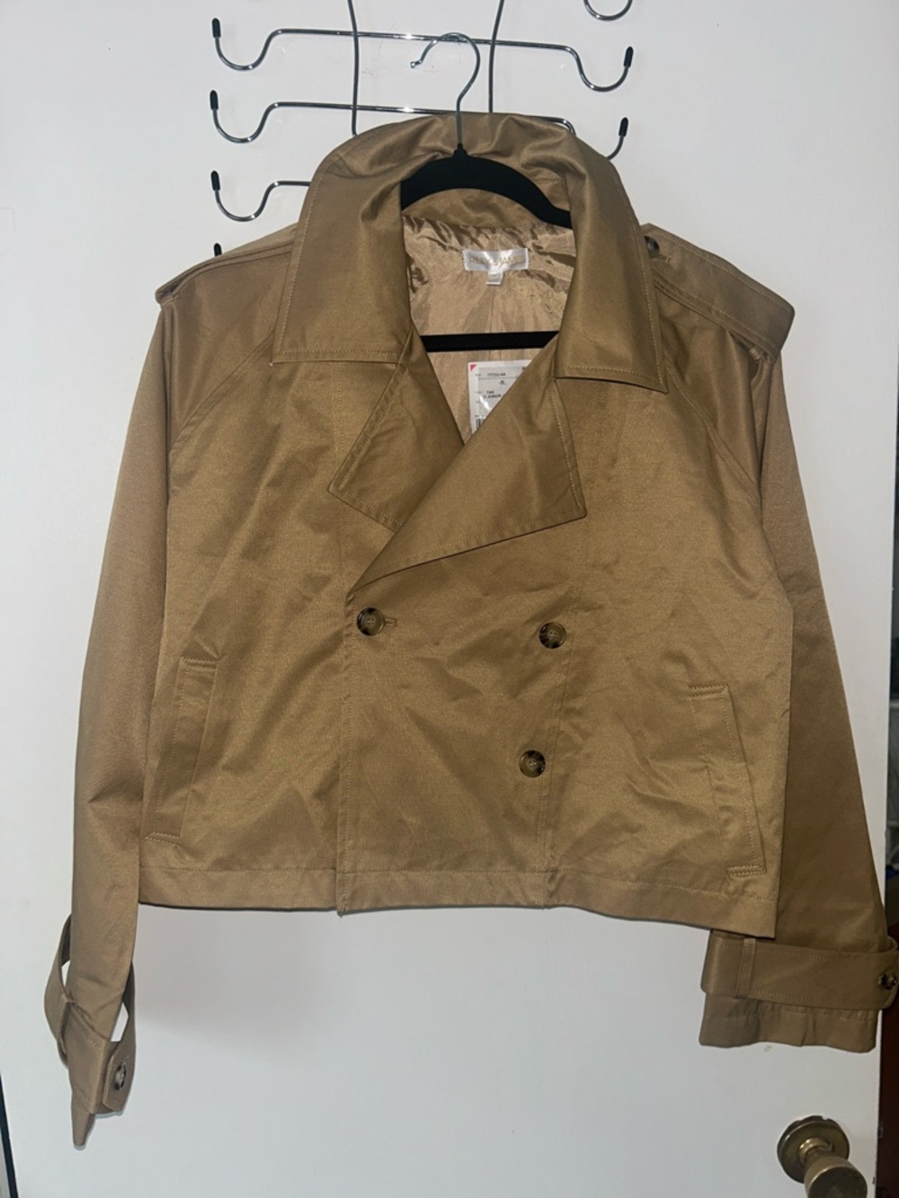 Riley & James Classic Cropped Trench Junior Jacket - Tan Junior size Medium NWT